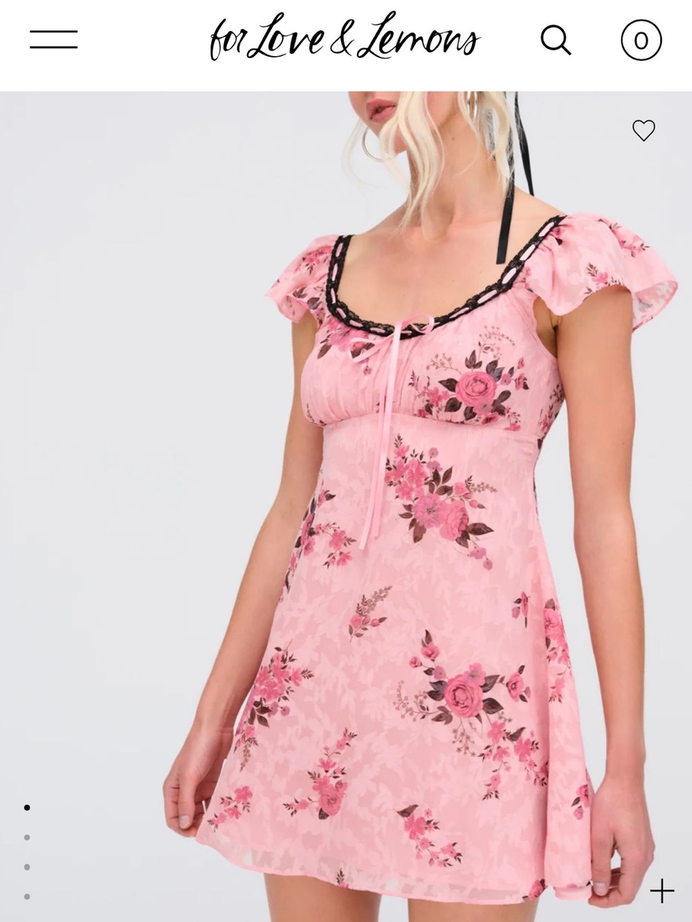 NWT For Love And Lemons Pink Floral Guinevere Mini Dress